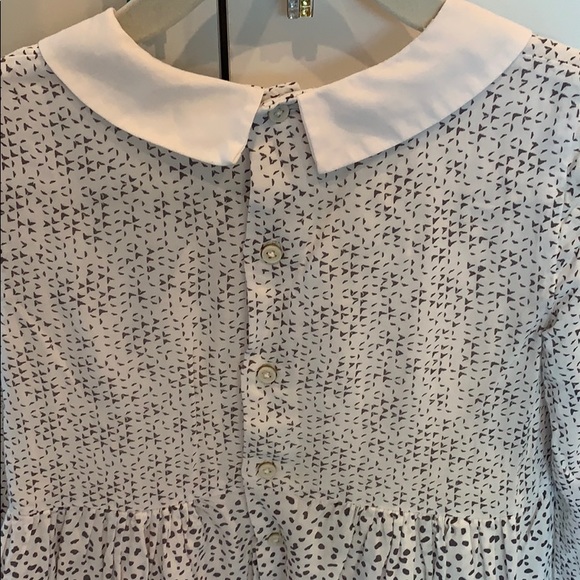 White Long Sleeve Collared Dress With Gray Specks - Picture 5 of 6